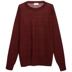 Diana Studio - Trui voor heren, 100% linnen, lange mouwen, casual fit, gemaakt in Italië, bordeaux., M