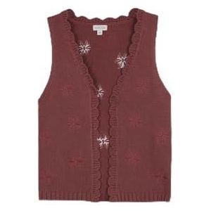 Gocco Geborduurd vest pullover gebreide jas voor meisjes, oudroze donker, 4 Jaren