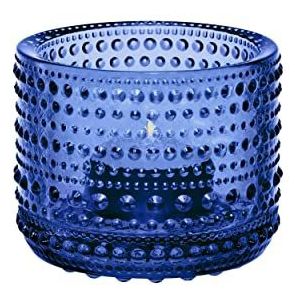 Iitala Kastehelmi theelichthouder van mondgeblazen glas in de kleur ultramarijn blauw in de grootte 6,4x7,6cm, 1066662