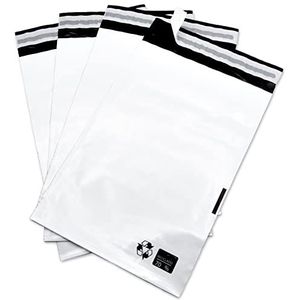 Sobres para Envíos de Plástico Blanco Opaco con Autocierre Fácil Adhesivo Resistente. Bolsas y Paquetes de Varios Tamaños 350x450X50 (FUELLE)+40 mm para Embalaje de Correo y Envíos Seguros.