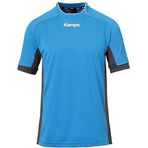 Kempa Prime T-shirt, asymmetrische kraag, voor heren, blauw/antraciet, XL