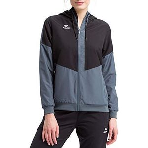 Erima dames Squad tracktop jack met capuchon (1032014), zwart/slate grey, 38