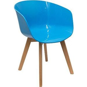 The Home Deco Factory stoel, glanzend, hout + PP, blauw, 36 x 51 x 76,8 cm