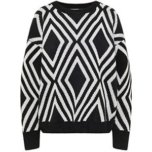 ZITHA Gebreide damestrui 19019437-ZI01, zwart wolwit, XL/XXL, zwart, wolwit., XL/XXL