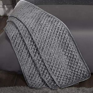 Emma Barclay Glamour - Gewatteerde Pailletten Fluwelen Sprei Set in Zilver - Tweepersoonsbed