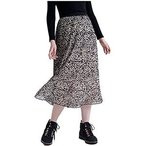 Superdry Geplooide midi-rok voor dames, zwart (Alaska luipaard print O6v)., L