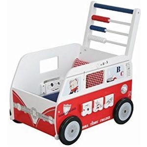 Roba Teddybus uit poppenmeubelserie 'Teddy College', poppenwagen wit gelakt, poppenaccessoires incl. kussens, deken en speelfuncties