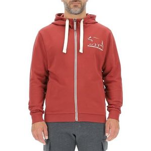JEEP O102891-R077 J Sweatshirt voor heren, met capuchon en doorlopende ritssluiting, Wilderness Exploration, Beerprint J23W voor heren, bordeaux, S