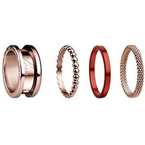 BERING Symphony-Set-D Ringset voor dames, verwisselbare ringenset voor dames, roségoud, rood en met uniek Twist-& Change-systeem