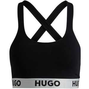 HUGO Dames Padded Sporty Logo Bralette, zwart 2, S