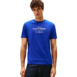 Tommy Hilfiger Heren Hilfiger Stack Graphic TEE MW0MW40002 S/S T-shirt, blauw, XS, Blauw (Wedge Blue), XS