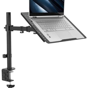 VIVO Standaard voor één laptop, notebookstandaard, volledig verstelbare verlenging met C-klem, geschikt voor laptops tot 17 inch, zwart, STAND-V001L