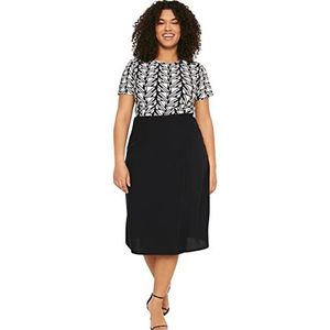 Trendyol Vrouwen Plus Size Midi Kokerrok Hoge Taille Geweven Plus Size Rok Zwart, Zwart