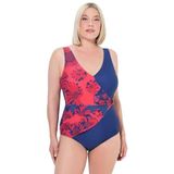 Ulla Popken - Badpak - Indigo/Rood - Soft Cup - Bloemenprint