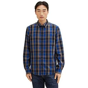 TOM TAILOR Uomini Shirt met ruitpatroon 1033705, 30736 - Blue Navy Brown Check, M