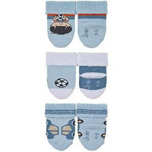 Sterntaler Babysokken voor jongens, 3-delige voetbalsokken, blauw, 14