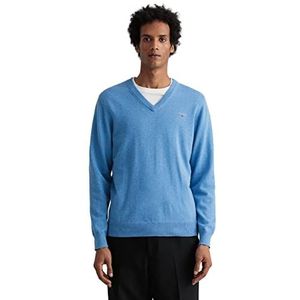 GANT Trui met lange mouwen V-hals gebreid zwart, blue melange, M