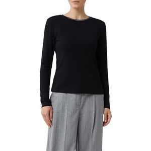 comma casual identity - Longsleeve - Zwart - Met Glitter-ronde Hals