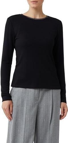 comma casual identity - Longsleeve - Zwart - Met Glitter-ronde Hals