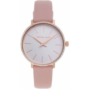 Michael Kors Pyper analoog quartz horloge met roze leren band voor dames MK2803