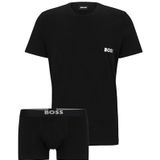BOSS - Ondergoedset - Zwart - Katoen-jersey - T-shirt en Boxershorts