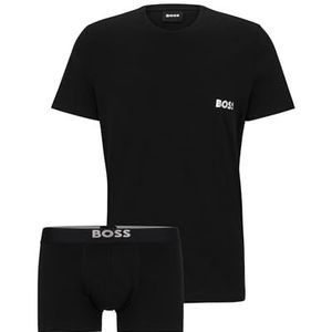 BOSS - Ondergoedset - Zwart - Katoen-jersey - T-shirt en Boxershorts