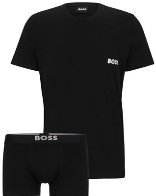 BOSS - Ondergoedset - Zwart - Katoen-jersey - T-shirt en Boxershorts