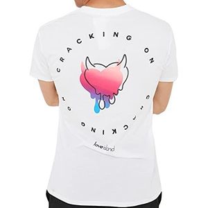 Sleepdown Mens Love Island kraken op hart Casual T-shirt officieel gelicentieerd tv-show, Kleur: wit, L