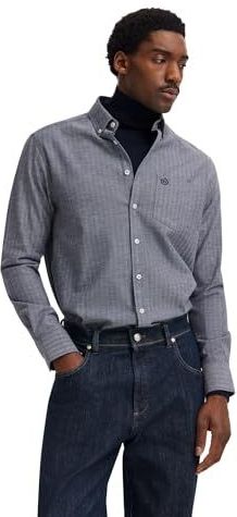Bugatti - Overhemd - Marine - Soft Cotton - Lange Mouwen - Modern Fit - Button-down Kraag