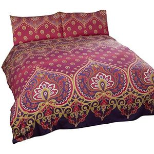 Rapport Asha Beddengoedset voor kingsize bed, robijnrood, polyester-katoen