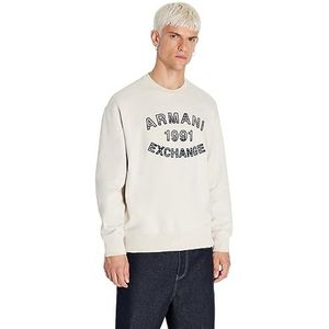Armani Exchange Heren Cotton French Terry Embroidered Plaid Logo Pullover Sweatshirt, moonstruck, XXL