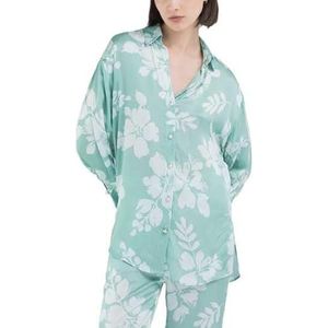 Replay Damesblouse Comfort Fit lange mouwen, 020 Groen Water/Natuurlijk Wit, XXS