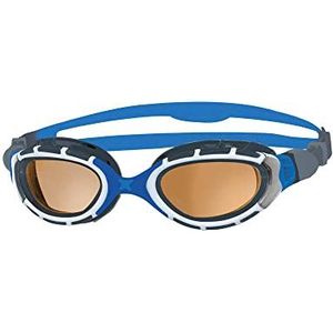 Zoggs Predator Flex Zwembril voor volwassenen, UV-bescherming zwembril, Quick Adjust Comfort Goggles Straps, Fog Free Swim Goggle Lenzen, Goggles, Blauw/Grijs/gepolariseerd Koper, Regular Fit