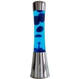 Fisura - Lavalamp. Lamp met ontspannend effect. Inclusief reservelamp. 11 cm x 11 cm x 39,5 cm. (Blauw, chroom)