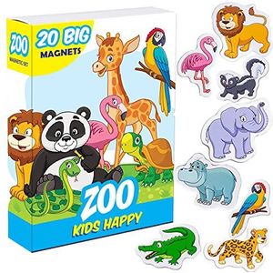 MAGDUM Happy ZOO animal magnets for kids -real LARGE fridge magnets for toddlers- Magnetic EDUcational toys baby 3 year old baby LEARNing magnets for kids- Kid magnets THEATER-jungle animal magnets