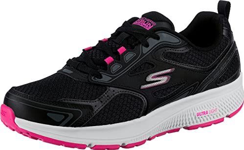 Skechers - Go Run Consistent - Damessneakers - Zwart - Leer met Roze Trim
