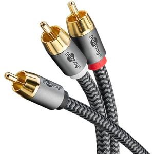 goobay 65302 RCA-kabel 5m / digitale coaxkabel mono op stereo/vergulde stekker/audiokabel RCA-stekker naar 2x RCA-stekker