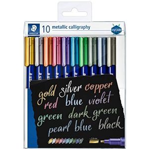 STAEDTLER 8325 TB10 Design Journey Metallic Kalligrafie Pennen - Diverse Kleuren (Pack van 10)