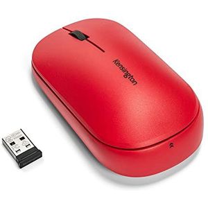 Kensington Draadloze Muis - SureTrack Dual Draadloos Verwisselbare, Dunne Muis Voor Laptop, Desktop Of Thuiskantoor, Compatibel Voor Chrome, Mac, Windows En Android - Rood (K75352WW)