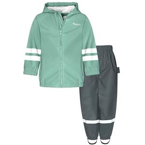 Playshoes Unisex Kid's Basic regenpak, Tailleband Groen/Grijs, 86