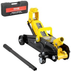 VEVOR Hydraulische garagekrik met laag profiel 1,5 t, robuuste hydraulische krik van ijzer hydraulische krik met enkele zuiger-snelhefpomp, geel 120-307 mm