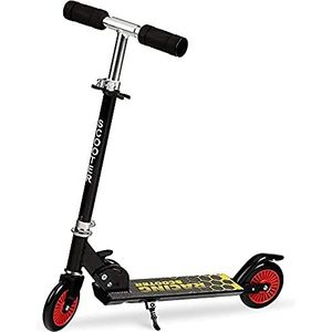QKids FLO Balance tweewielerstep, voor jongens en meisjes, met led-wielen, opvouwbaar, tot 50 kg, leeftijd 3+, zwart, 64 x 79 cm