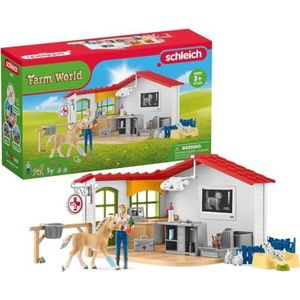 schleich FARM WORLD — 27-Delige Schleich FARM WORLD Dierenartspraktijk met Huisdieren, Schleich Dierenarts, Huisdieren, Onderzoekstafel en Accessoires, Dieren van Schleich voor Kinderen Vanaf 3 Jaar - 42502