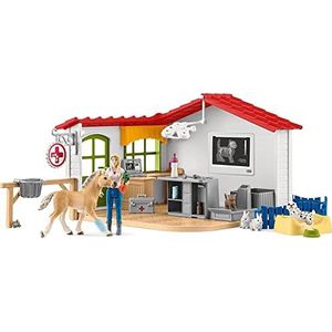 schleich FARM WORLD 42502 dierenartspraktijk met huisdieren, voor kinderen vanaf 3 jaar, speelset