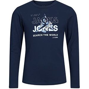Jack & Jones Junior Boy's JCOHUNT Tee LS Crew Neck JNR T-shirt, Navy Blazer, 128, navy blazer, 128 cm