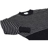Caneva Dames hoogwaardige gestreepte gebreide trui met ballonmouwen zwart maat XS/S, zwart, XS