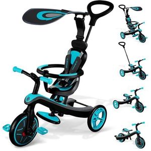 Globber - EXPLORER TRIKE 4-in-1 - schaalbare driewieler en loopfiets voor peuters van 10 m+ tot 5 jaar +, eendenblauw