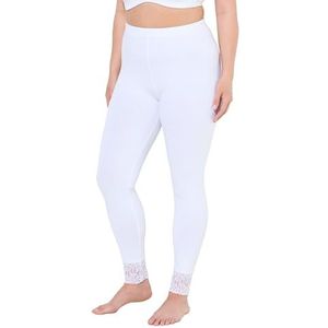 Ulla Popken Dames grote maten grote maten plus size leggings, kanten band, sneeuwwit, 32W / 32L