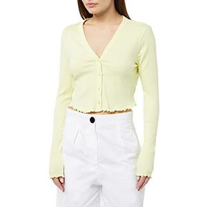 NOISY MAY Dames Nmdrakey L/S Cropped Cardigan Fwd Noos gebreide jas, Bleke Lime Yellow, L