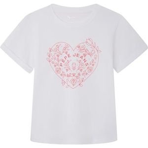 Pepe Jeans Niara T-shirt voor meisjes, wit (wit), 12 jaar, wit, 12 Jaren